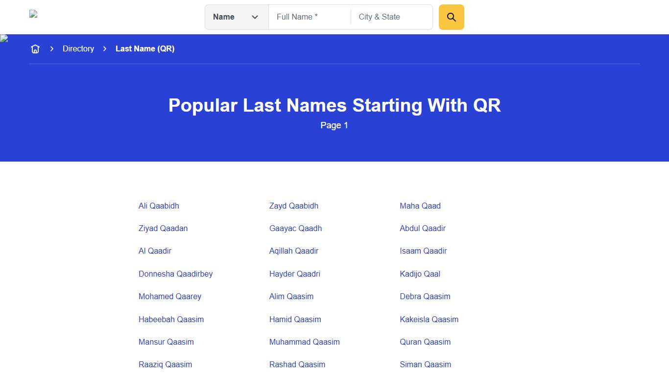 Last Names Starting With "QR" - Page 1 Anywho